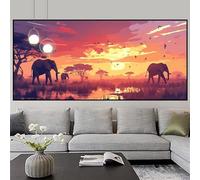 Diamond Art Sunset Diamond Painting Kits for Adults Elephant 5D DIY Full Drill Gem Art Crystal Picture Kits for Beginners Rhinestone Embroidery Cross Stitch Painting for Kids,Home Decor 70x140cm z423f
