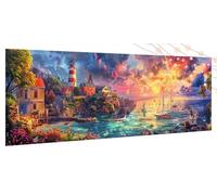 Diamond Art Sunset Diamond Painting Kits for Adults, Kids, Beginners, Craft Gifts for Women, DIY Rhinestone Gem Art Kit, Crystal Cross Stitch Crafts, Large Paintings for Lighthouse 12x27Inch T582