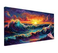 Diamond Art Sunset Large Diamond Painting Wave 180x90cm, DIY Full Drill Crystal Art Kits for Adults Beginner, 5D Dimond Paintings Gem Embroidery Adult Craft Kits for Women, Gifts for Women Decor -1987
