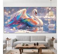 Diamond Art Swan Diamond Painting Animal Crystal Art Kits Adults,2025 New DIY 5D Full Drill Crystal Embroidery Cross Stitch Canvas Painting,Mosaic Picture Kits Kids/Adults Decor Gifts 28x56in QO-465