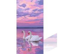 Diamond Art Swan, DIY 5D Diamond Painting Lake Crystal Art 40x80cm Full Drill Gem Embroidery Cross Stitch for Adults & Kids Handicraft Hobbies, Mosaic Canvas Paintings for Living Room Decor 2Z-1190
