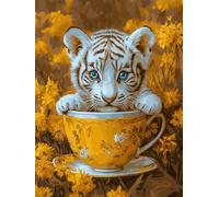 Diamond Art Tiger 5D Diamond Painting Kit Autumn DIY Round Full Drill Dimond Art for Adults Kids Paint by Numbers, Rhinestone Embroidery Canvas Painting Crafts for Home Room Decor Gifts 10x15cm L-361