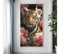 Diamond Art Tiger Large Diamond Painting Kits for Adults Animal, 5D Crystal Art Kits for Adults Beginner, DIY Square Drill Crystal Embroidery Cross Stitch Canvas Painting, Room Decor 40x80 cm P-0