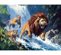 Diamond Art Tiger, Lion Diamond Painting for Adults Beginner, Round Full Drill Painting by Numbers for Adults, 5D Dimond Art Pictures Embroidery Kit, Home Decor, Gifts for Women, 20x28inch,Model810