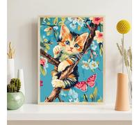 Diamond Art Tree, 5D Diamond Painting Kits for Adults, Cat Crystal Embroidery Cross Stitch Kits Full Square Drill 40x50cm/16x20inch, DIY Gem Painting Handicraft for Home Decoration Gift, z@941