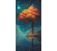 Diamond Art Tree Diamond Painting Maple Leaf Dimond Art Kits Adults, 5D DIY Full Drill Crystal Arts Embroidery Cross Stitch Canvas Paint by Numbers for Beginner, Room Decor, Gifts 40x80cm J2-12584
