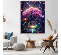 Diamond Art Tree of Life Diamond Painting Butterfly, 5D DIY Crystal Art Kits for Adults, Embroidery Cross Stitch Canvas Pictures Painting by Numbers Kit for Kids, Decor Gifts for Women 50x70cm W6-920