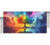 Diamond Art Tree of Life Diamond Painting Color Crystal Art Kits for Adults, 5D DIY Cross Stitch Canvas Embroidery with Full Accessories Mosaic Crafts Pictures, Home Wall Decor Gifts 80x160cm G1-861