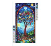Diamond Art Tree of Life Diamond Painting Moon Crystal Art Kits for Adults, 5D DIY Cross Stitch Canvas Embroidery with Full Accessories Mosaic Crafts Pictures, Home Wall Decor Gifts 20x40cm G1-1262