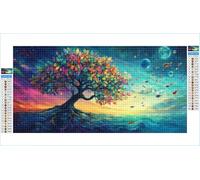 Diamond Art Tree of Life Diamond Painting Ocean Crystal Art Kits for Adults, 5D DIY Cross Stitch Canvas Embroidery with Full Accessories Mosaic Crafts Pictures, Home Wall Decor Gifts 100x200cm G1-866
