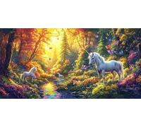 Diamond Art Unicorn Diamond Painting Kits for Adults Large Scenery, 5D Full Drill Craft Gifts Women,DIY Cross Stitch Pictures Embroidery,Gem Crystal Canvas Art Kits Beginner Decor 45x90cm CJ0P-550