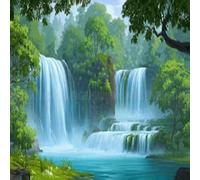Diamond Art Waterfall Kits Adults, Diamond Painting Craft Kits for Adults Beginners Crystal Cross Stitch Embroidery Canvas Crafts, Home Wall Decor for All Seasons Plants (5) 20x20 inch/50x50cm Q-690