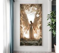 Diamond Art White Large Diamond Painting Kits for Adults Angel, 5D Crystal Art Kits for Adults Beginner, DIY Square Drill Crystal Embroidery Cross Stitch Canvas Painting, Room Decor 80x160 cm Q-1
