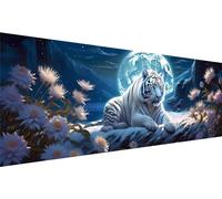 Diamond Art White Tiger, 72x24in Large Diamond Painting Kit, 5D DIY Moon Diamond Painting Kits for Adults, Rhinestones Diamond Art Supplies for Adults, for Gifts Christmas and Home Wall Decor E-5