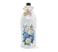 Diamond Art Wine Bottle Bag DIY Burlap Gift Bag with Drawstring Sparkling Rhinestone Decor for Christmas Wedding Party Champagne Wine Bottle Cover(Bouquet)