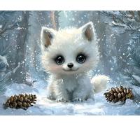 Diamond Art Winter, Animal Diamond Painting Kits Adults Beginners, Full Drill Crystal Art Embroidery Mosaic Kit, Hobbies for Adults Women, Gifts for Halloween Christmas, Home Wall Decor 40x50cm Q-45