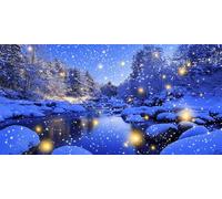 Diamond Art Winter Diamond Painting Kits for Adults Large Landscape, 5d Full Drill Craft Gifts Women, Cross Embroidery Pictures, Gem Crystal Canvas Art Kits for Beginner Home Wall Decor 120x60cm 0O-85