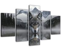 Diamond Art Wolf 5D Diamond Painting Kits for Adults 5-Piece,Paint by Numbers for Adults Scenery 2 Full Drill Embroidery Cross Stitch Art Supplies for Room Decor,Gifts for Women Girl 100x200cm 0b-807