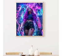 Diamond Art Woman Diamond Art Kits Adults Blue Diamont Painting Full Drill Crystal Kits for Adults Beginners DIY Cross Embroidery Crafts Pictures, for Home Wall Decor, Gifts 16×20 inch PJY9 H-7