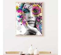 Diamond Art Woman Diamond Art Kits Adults Flower Diamont Painting Full Drill Crystal Kits for Adults Beginners DIY Cross Embroidery Crafts Pictures, for Home Wall Decor, Gifts 24×31 inch PJY5 K-Y