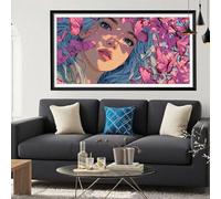 Diamond Art Woman Diamond Painting Cute Crystal Art Kits for Adults Full Drill Rhinestone Cross Stitch Pictures, DIY Crystal Rhinestone Craft Mosaic Kits for Home Decor Wall 40x80in, Gifts Y6-784