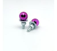 Diamond Ball License Plate Screws M6 Thread 45# Steel Carbon Core with Spherical Pattern for Motorcycle Car Fitment Red Gold Black Blue Purple Orange Titanium Green Pink Silver(Purple)