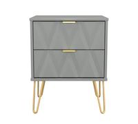 Diamond Bedside Table Grey 2 Drawers 60cm