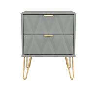 Diamond Bedside Table Grey 2 Drawers 60cm
