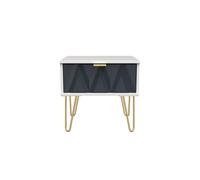 Diamond Bedside Table Grey & White 1 Drawer 45cm