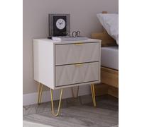 Diamond Bedside Table Off-White 2 Drawers 60cm