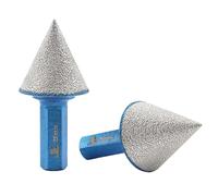 Diamond Beveling Chamfer Bit,BRSCHNITT 25mm Diamond Finger Milling Bits Hex Shank for enlarging, polishing and bevelling the exsit holes(2pcs)