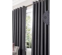 Alan Symonds Diamond Blackout Ring Top Eyelet Thermally Efficient Curtains - Charcoal (66" x 90" [168x229cm])