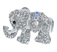 Diamond Brooch Elephant Ladies Brooches - Costume Jewellery Vintage Animal Pins Cute Rhinestone Wedding Brooch for Women Crystal Corsage Pin Silver UC3129