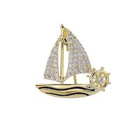 Diamond Brooch, Metal Brooches Sailboat Pin Sailboat Pins Brooches Alloy,Unisex Jewelry Gift for Him or Her,Suit With Buttoning Pin