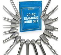 Diamond Burr Bits 20 Pc 120 Grit Set for Dremel Rotary Tool, 1/8 Shank