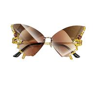 Diamond Butterfly Sunglasses Women Rimless Sunglasses Small Face Bling Sunglasses Cat-Eye Butterfly Glasses Bling Sunglasses