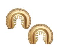 Diamond Carbide Semicircular Blade Semi Circle Oscillating Multi Tool Blade, Quick Release, Swing Grit Grout Saw Blades, Renovator, DIY Multi-Tool Cutting Disc (2pcs, Diamond Semicircular Disc - 64mm)