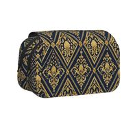 Diamond carving Double-Clamshell Printed Pen Pouch, Oxford Organizer