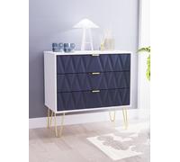 Diamond Chest of Drawers Grey & White 3 Drawers 77cm