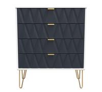 Diamond Ready Assembled Matt Indigo & White 4 Drawer Chest Of Drawers (H)885mm (W)765mm (D)415mm