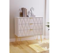 Diamond Ready Assembled Matt White 3 Drawer Chest Of Drawers (H)695mm (W)765mm (D)415mm