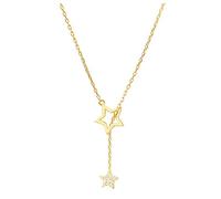 Diamond Choker Necklaces for Women Multilayer Long Necklace Fashion Layered Star Necklace Pendant Collarbone Chain Female Jewelry Initial L Necklace (Gold, One Size)