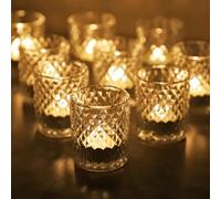 Diamond Clear Tea Light Holder Glass with 12 Clear Tea Light Glasses Vintage