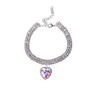 Diamond Collar for Cat Crystal Love Dog Collar Adjustable Necklace（White-2，Medium）