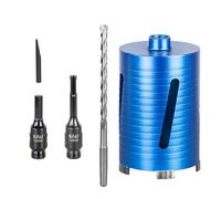 Diamond Core Drill Bit Set - 107mm x 150mm Turbo Laser-Welded Segments for Concrete, Brick, Block, Stone Masonry, Granite - SDS & Hex Shank Adapters, Centre Bit