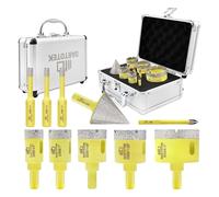 Diamond Core Drill Bit Set 10pcs - 6/6/6/20/25/32/35/50mm Triangle Shank Hole Saws, 35mm Beveling Chamfer Bit, 6mm Carbide Drill for Porcelain, Ceramic Tile, Marble, Granite