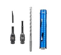 Diamond Core Drill Bit Set 32mm x 150mm Long Turbo Laser-Welded Segments for Concrete Brick Block Stone Masonry Granite Drill Bit Core Accessories with SDS Adapter,Hex Shank Adapter,Centre Drill