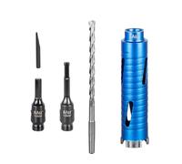 Diamond Core Drill Bit Set - 42mm x 150mm Long Turbo Laser-Welded Segments for Concrete, Brick, Block, Stone Masonry, Granite with SDS Adapter, Hex Shank Adapter, Centre Drill Bit