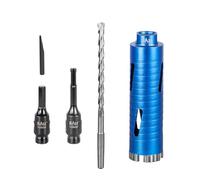 Diamond Core Drill Bit Set 48mm x 150mm Long Turbo Laser-Welded Segments for Concrete Brick Block Stone Masonry Granite Drill Bit Core Accessories with SDS Adapter,Hex Shank Adapter,Centre Drill Bit