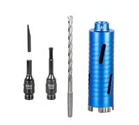 Diamond Core Drill Bit Set - 52mm x 150mm Turbo Laser-Welded Segments for Concrete, Brick, Block, Stone Masonry, Granite with SDS Adapter, Hex Shank Adapter, Centre Bit